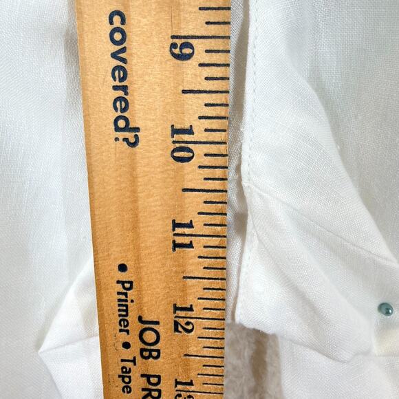 Old Navy Women Size 12 White Cropped Capri Pants Below Waist 100% Linen Summer - Picture 9 of 10